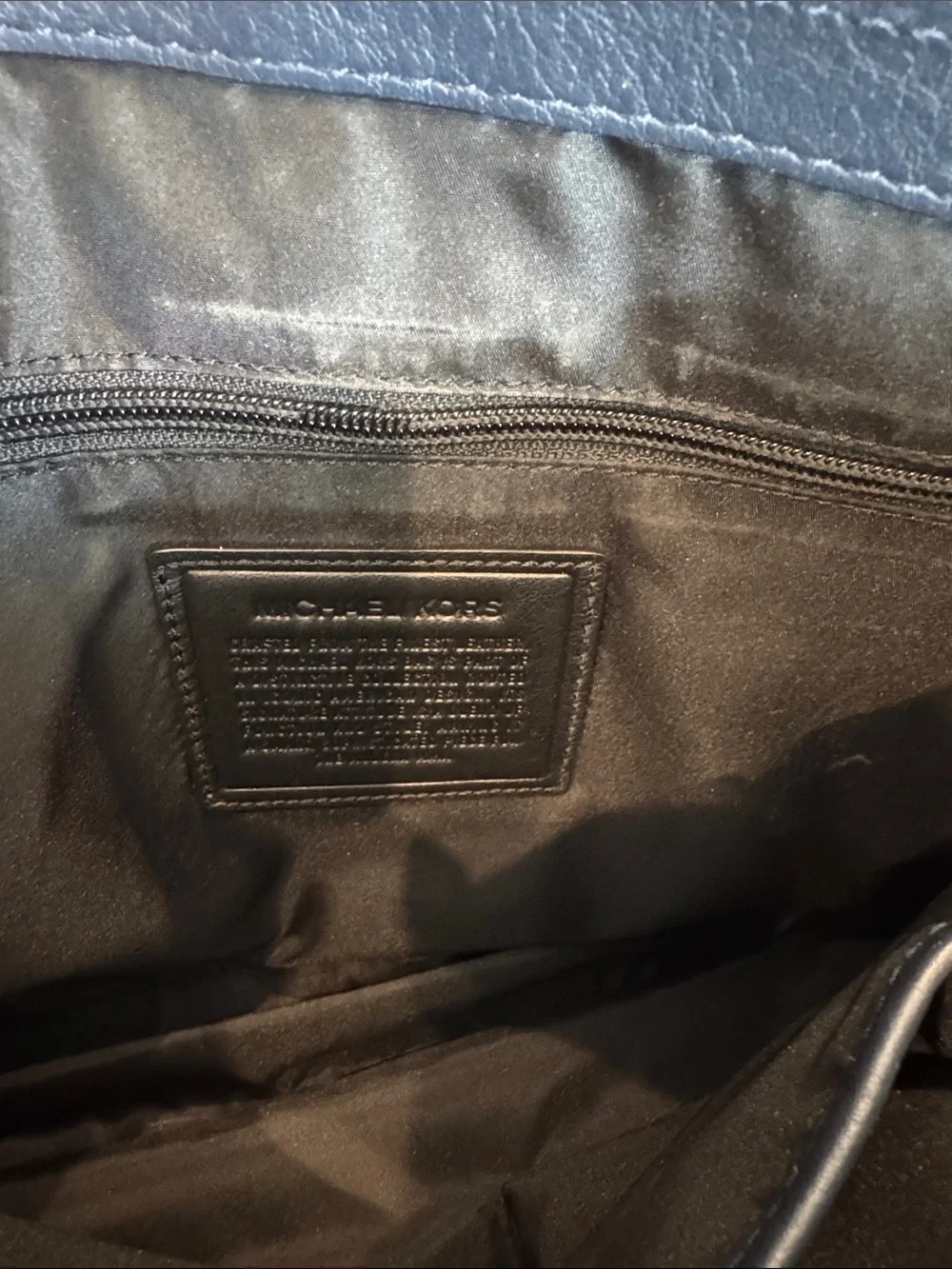 Michael Kors Navy Leather Messenger Bag